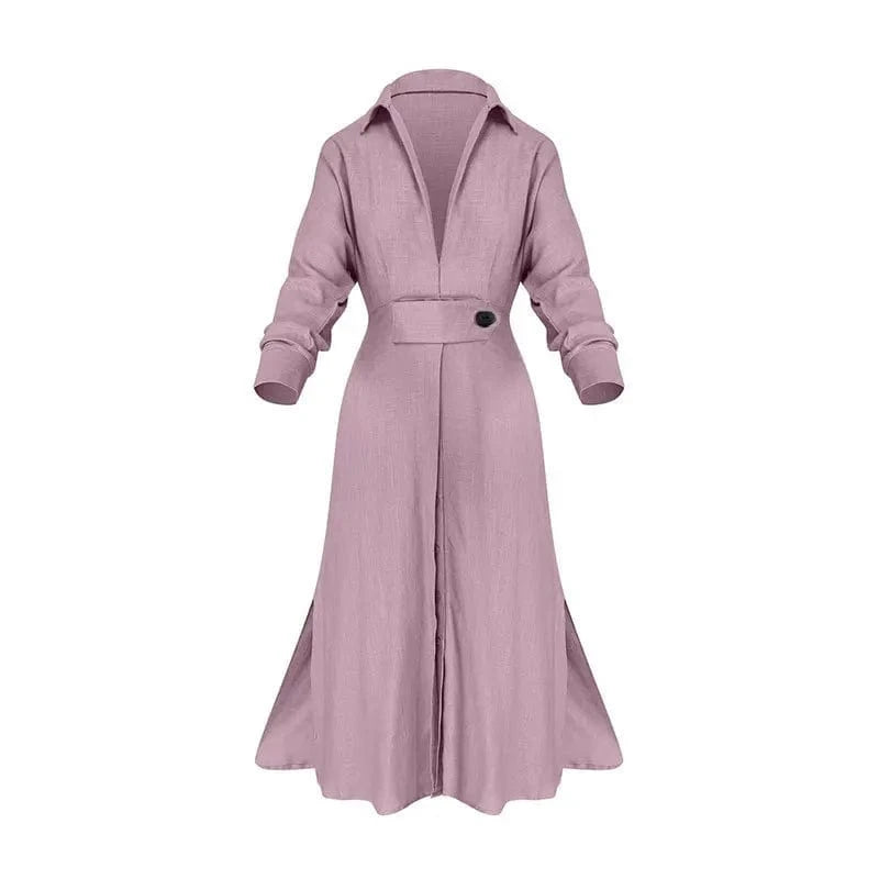 Spring And Autumn New Women Casual Dress Femininity  Lace-up Solid Color Long-sleeved V-neck Irregular Women Dresses