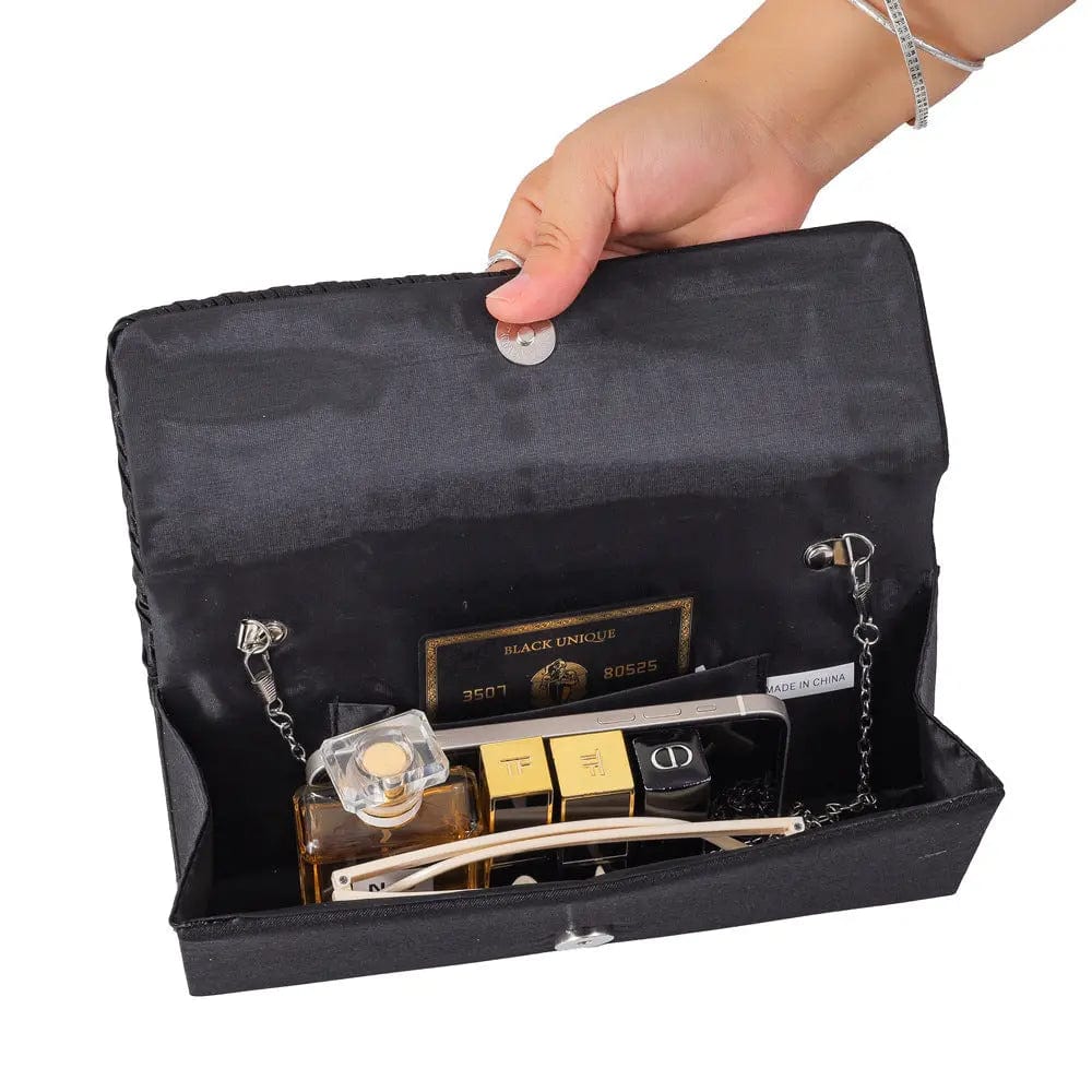 Spring And Summer Fashion Fold Pearl Clutch Satin Satin Messenger Bag Factory Exclusively For Women's Evening Bags