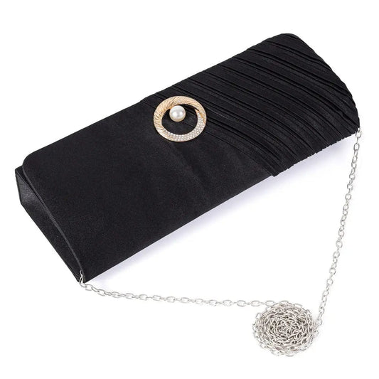 Spring And Summer Fashion Fold Pearl Clutch Satin Satin Messenger Bag Factory Exclusively For Women's Evening Bags