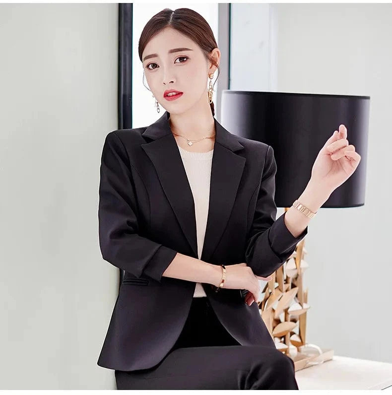 Spring Autumn Korean Stylish Women Long sleeve Slim Blazer Casual large size Pink Blue Black Mujer Office Suits Jackets Coat