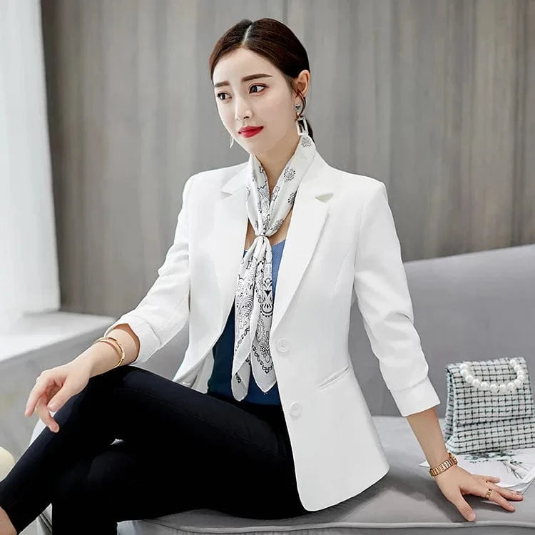 Spring Autumn Korean Stylish Women Long sleeve Slim Blazer Casual large size Pink Blue Black Mujer Office Suits Jackets Coat