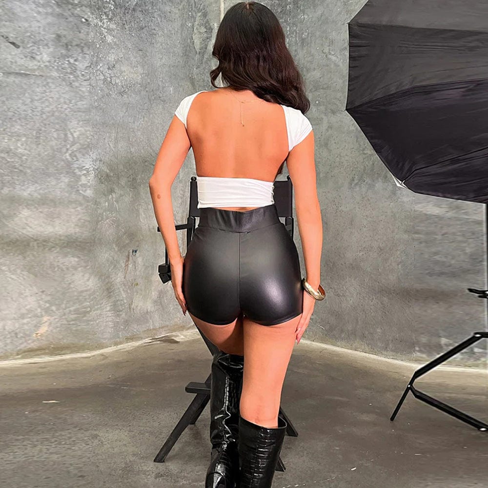 Spring Clothing 2023 Club Wear Party Hot Short Pants Sexy Lace up PU Short Pants for Women Shorts