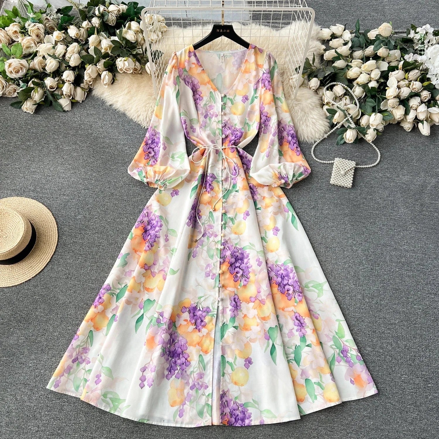 Spring Dress For Women Empire Printed Vestidos Ladies Elegant Dresses Clothes Women