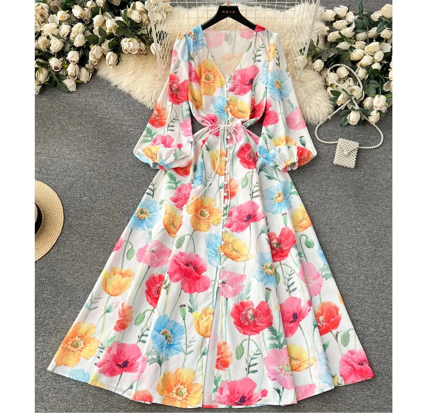 Spring Dress For Women Empire Printed Vestidos Ladies Elegant Dresses Clothes Women