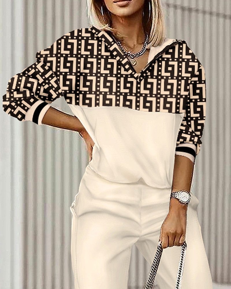 Spring fall new women's two sets ladies casual sports long sleeve pants fashion print 2 piece women set clothing