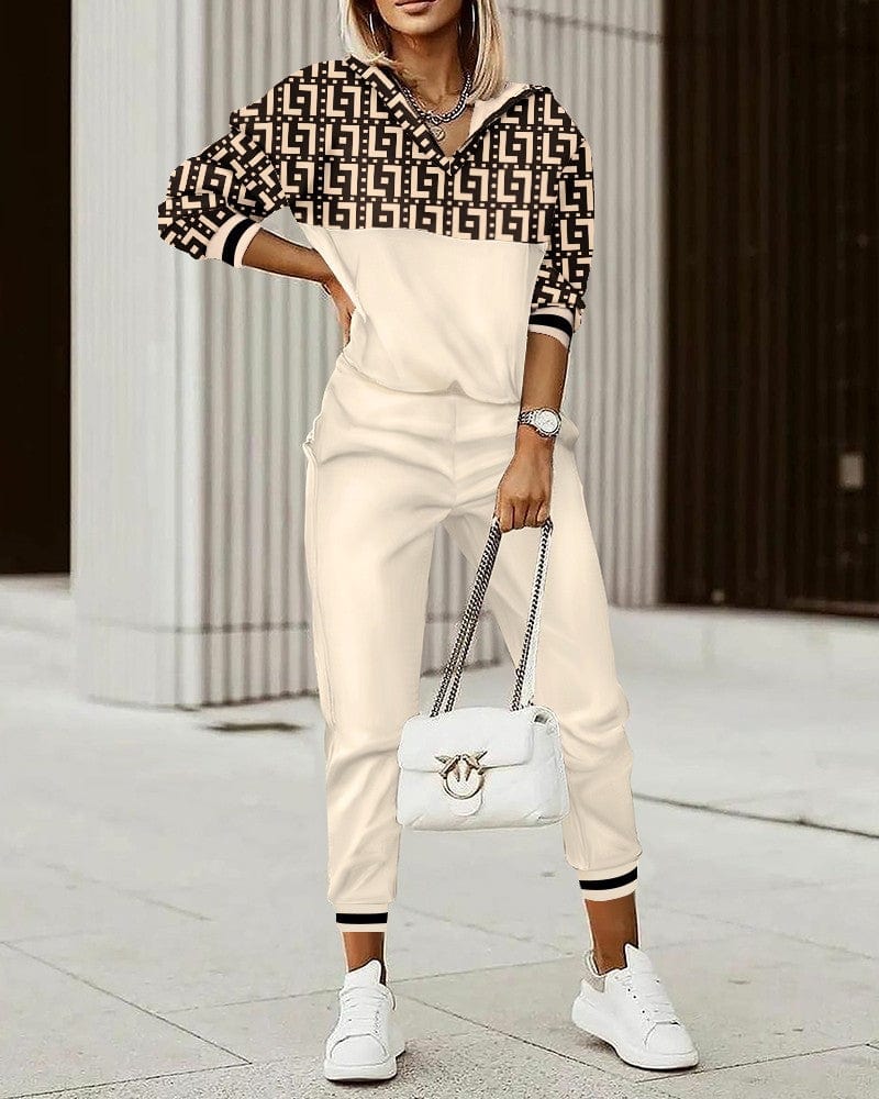 Spring fall new women's two sets ladies casual sports long sleeve pants fashion print 2 piece women set clothing