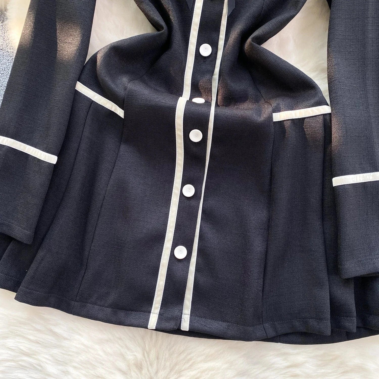 Spring Fall Slimming Simple Style Lady Short Skirt French Retro High End Luxury Style Dress