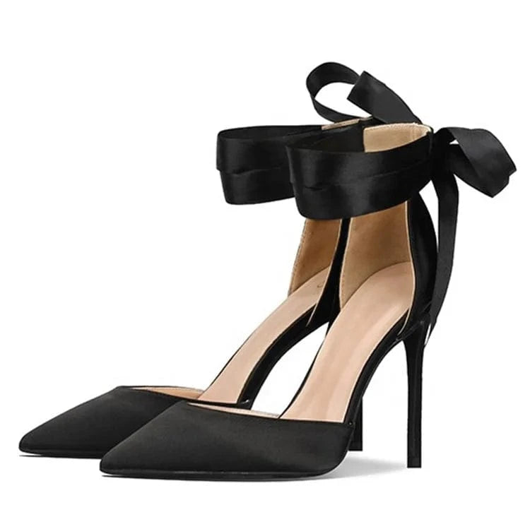 Spring fashion high heels ladies pointed toe trend elegant style satin butterfly large size wedding shoes single shoes