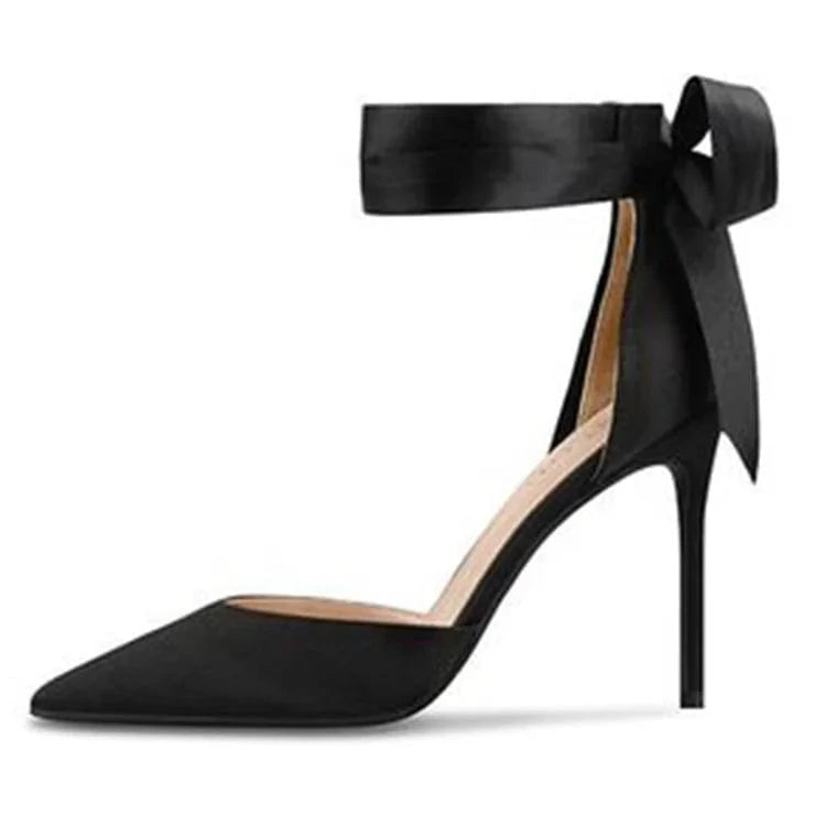 Spring fashion high heels ladies pointed toe trend elegant style satin butterfly large size wedding shoes single shoes