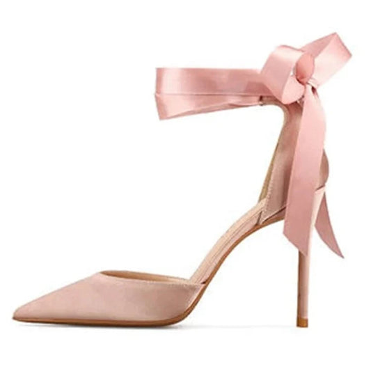 Spring fashion high heels ladies pointed toe trend elegant style satin butterfly large size wedding shoes single shoes