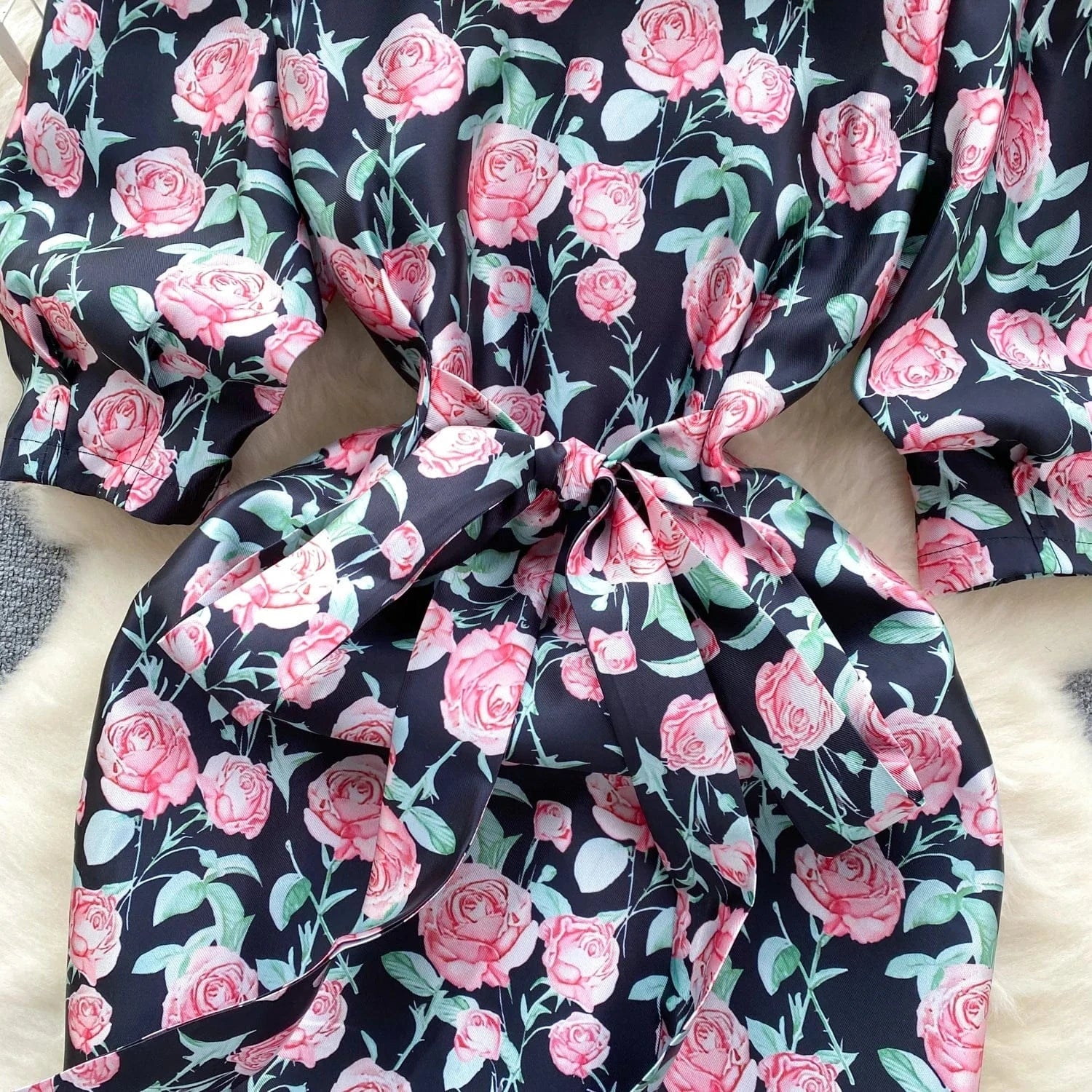 Spring Korean Version Fashion Elegant High Grade Goddess Style Loose Flower Print Dresses 2024