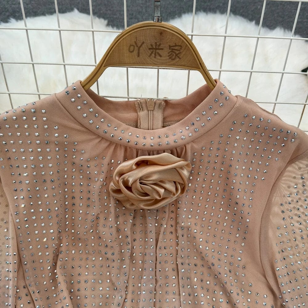 Spring New O-neck Dress Women's Long Sleeve Sequin Fashion Party Dress