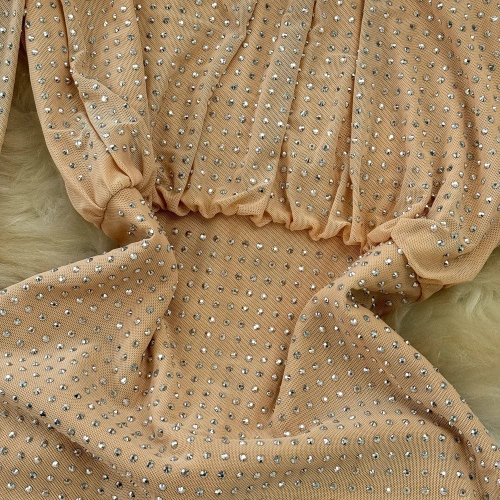 Spring New O-neck Dress Women's Long Sleeve Sequin Fashion Party Dress