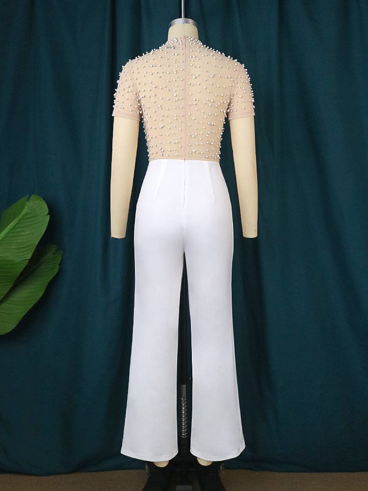 Spring See Through Plus Size Beaded Classy Women Sexy Factory Jumpsuit