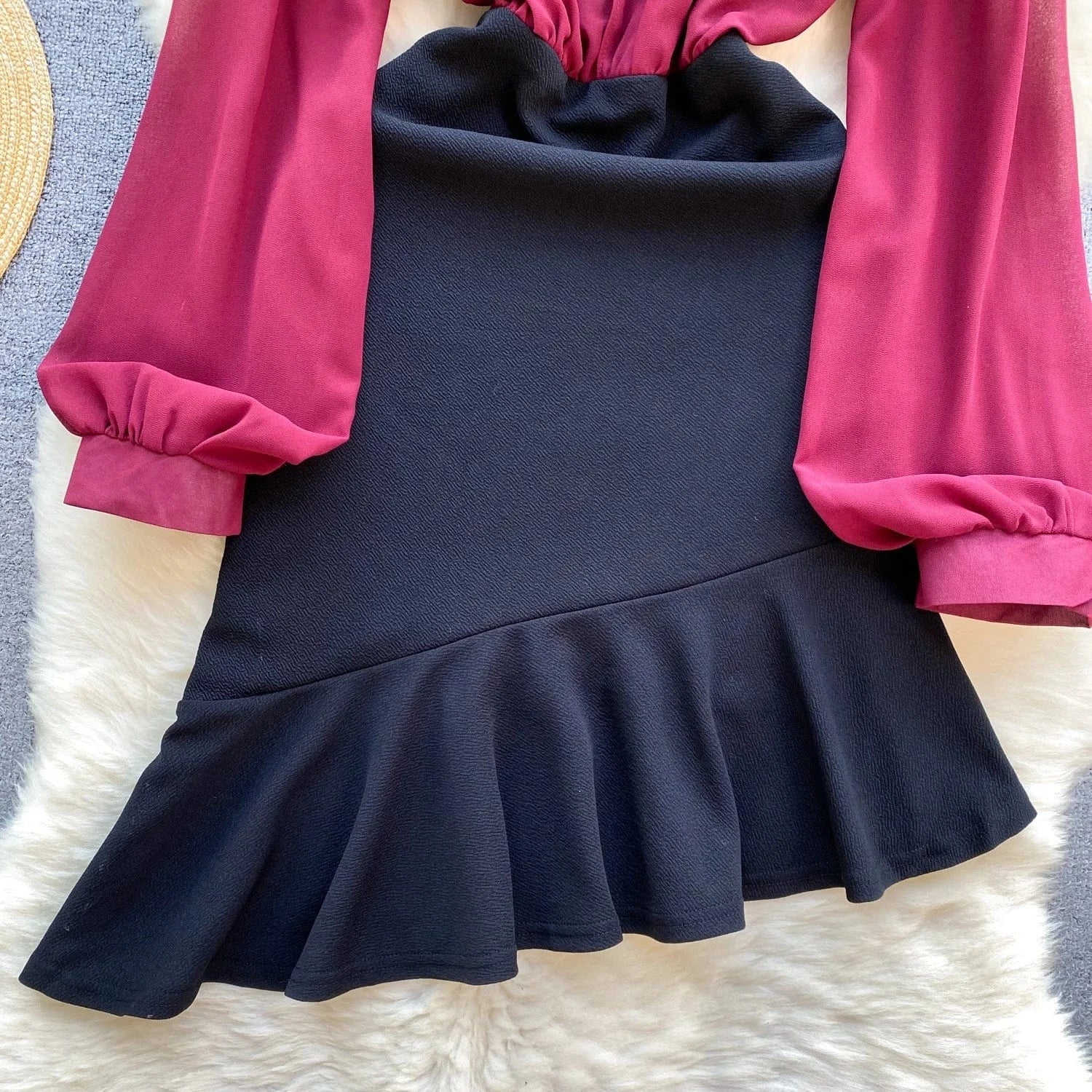 Spring Vintage Turn-down Collar Tunic Slim Hip Midi Dress For Women Long Sleeve Empire Lace Dresses Ladies Elegant Dresses