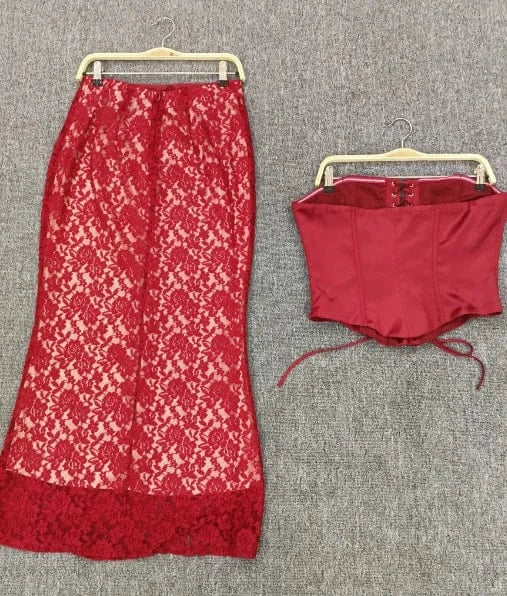 SS2314 Kimshein Fashion Trendy Women Clothes Evening Set Women Lady Elegant Lace Outfits Women