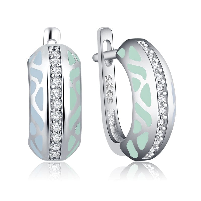 SS23E Original 925 Sterling Silver Emerald classic color and Black Enamel Fine CZ Earrings for Women Luxury Party Jewelry Earring