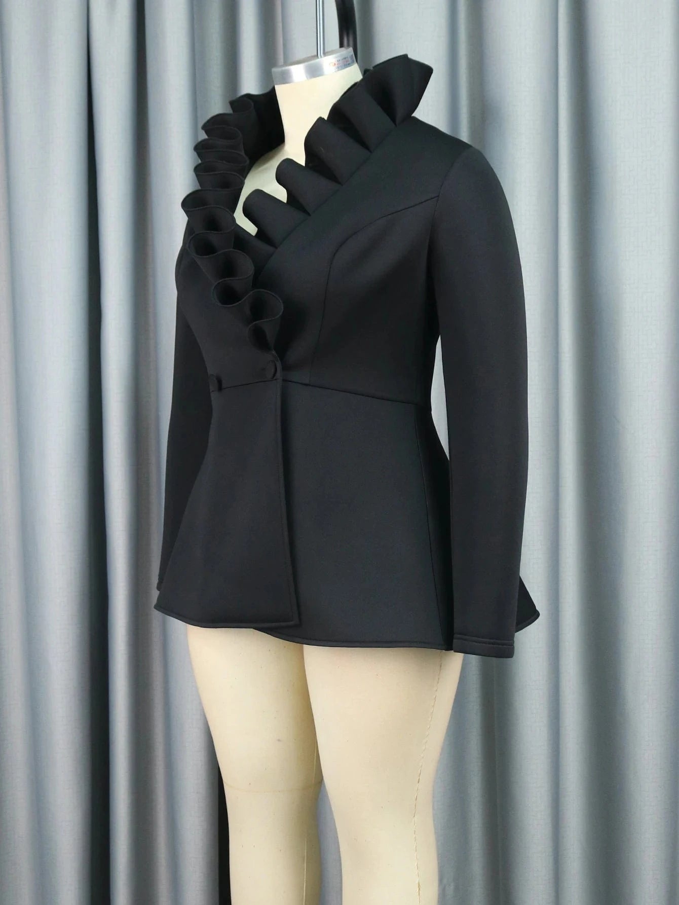 Stand Collar Full Sleeves African AOMEI Ruffle Women Winter Blouses