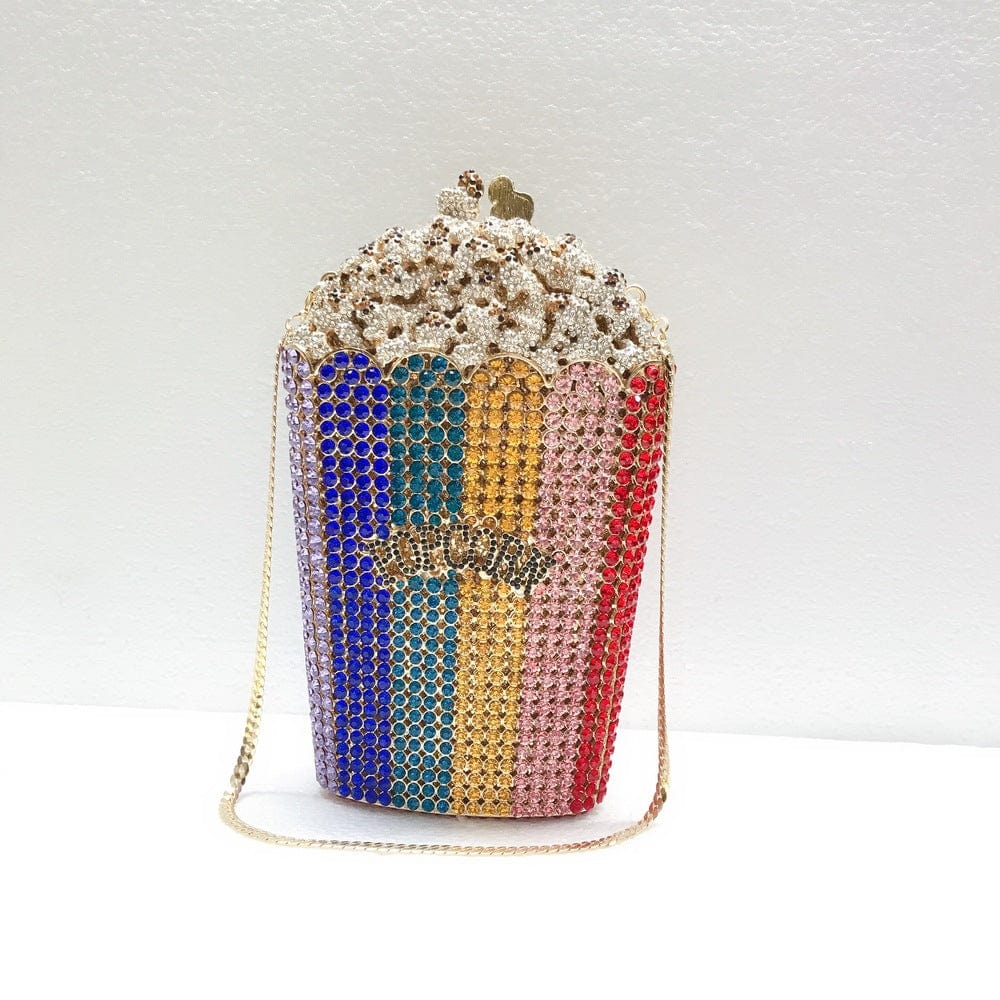 Standard Size / 1 JANHE Bling sac a main bolsa Besg Sparkling Ladies Crystal Diamond Party Metal Evening Bags Popcorn Box Purse Handbags For Women