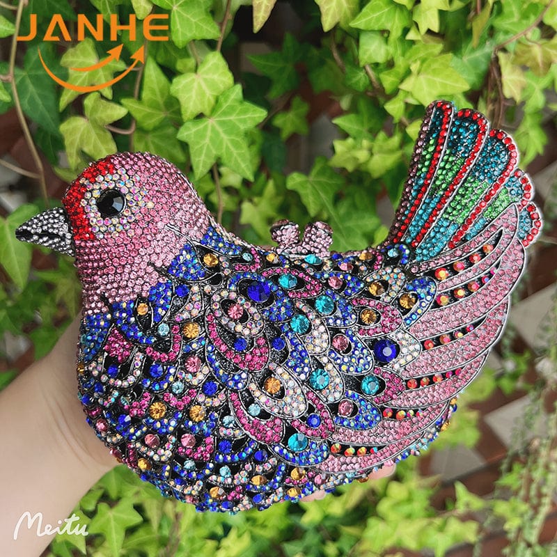 Standard Size / 11 JANHE Bling sac a main bolsa Besg Sparkling Ladies Crystal Diamond Party Metal Evening Bags Popcorn Box Purse Handbags For Women