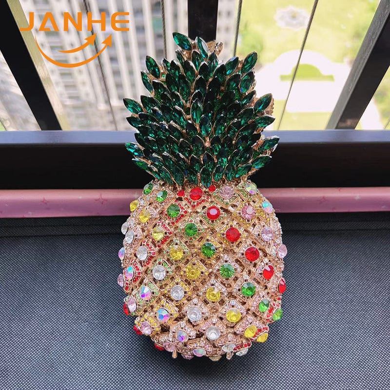 Standard Size / 14 JANHE Bling sac a main bolsa Besg Sparkling Ladies Crystal Diamond Party Metal Evening Bags Popcorn Box Purse Handbags For Women