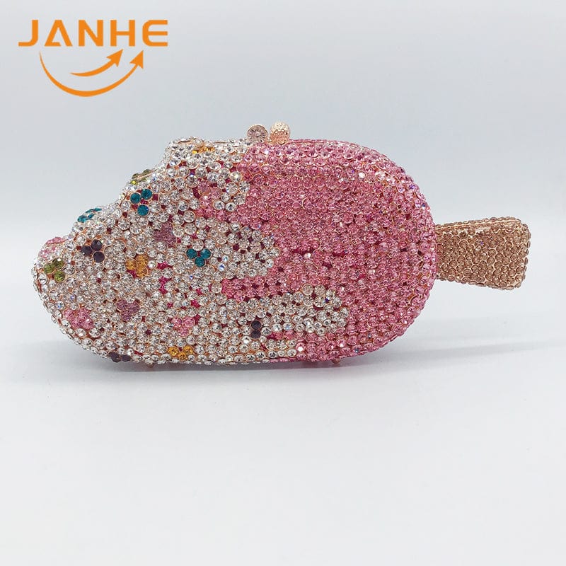 Standard Size / 17 JANHE Bling sac a main bolsa Besg Sparkling Ladies Crystal Diamond Party Metal Evening Bags Popcorn Box Purse Handbags For Women