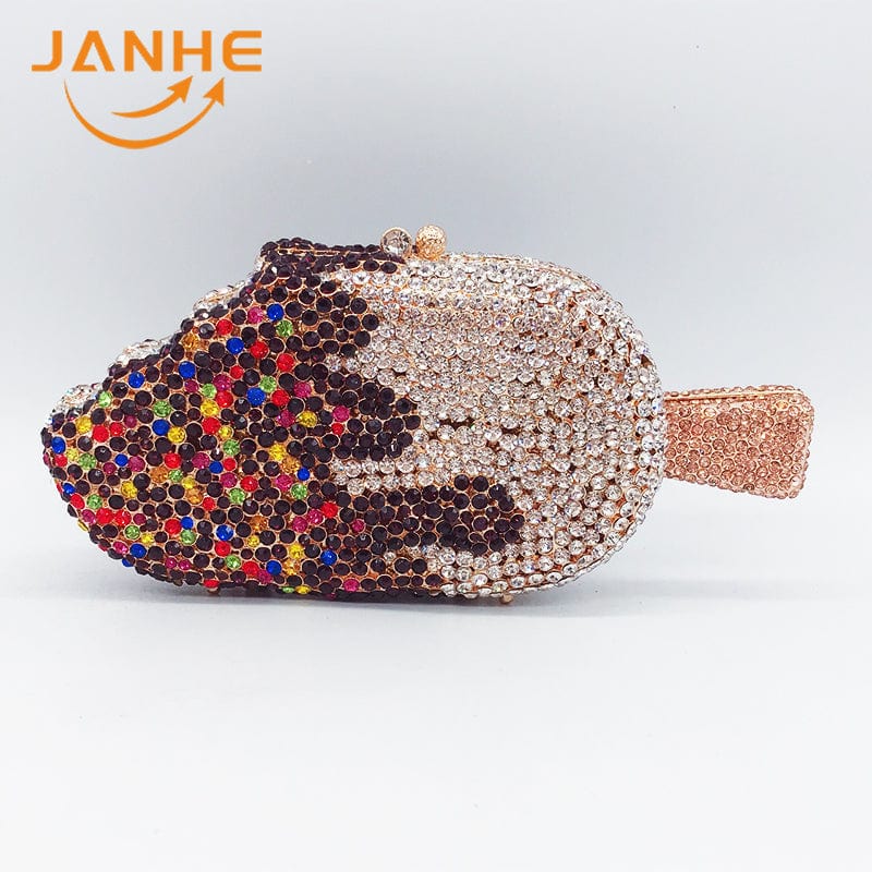 Standard Size / 20 JANHE Bling sac a main bolsa Besg Sparkling Ladies Crystal Diamond Party Metal Evening Bags Popcorn Box Purse Handbags For Women