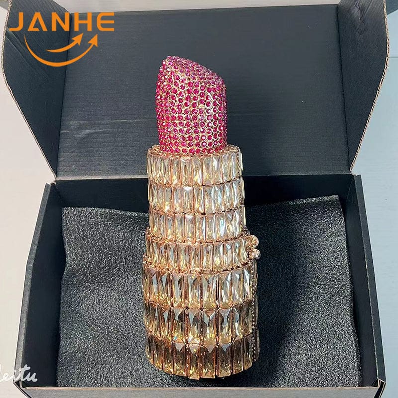 Standard Size / 24 JANHE Bling sac a main bolsa Besg Sparkling Ladies Crystal Diamond Party Metal Evening Bags Popcorn Box Purse Handbags For Women