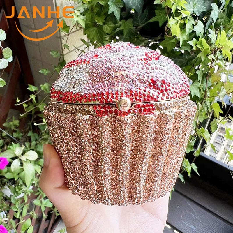 Standard Size / 5 JANHE Bling sac a main bolsa Besg Sparkling Ladies Crystal Diamond Party Metal Evening Bags Popcorn Box Purse Handbags For Women