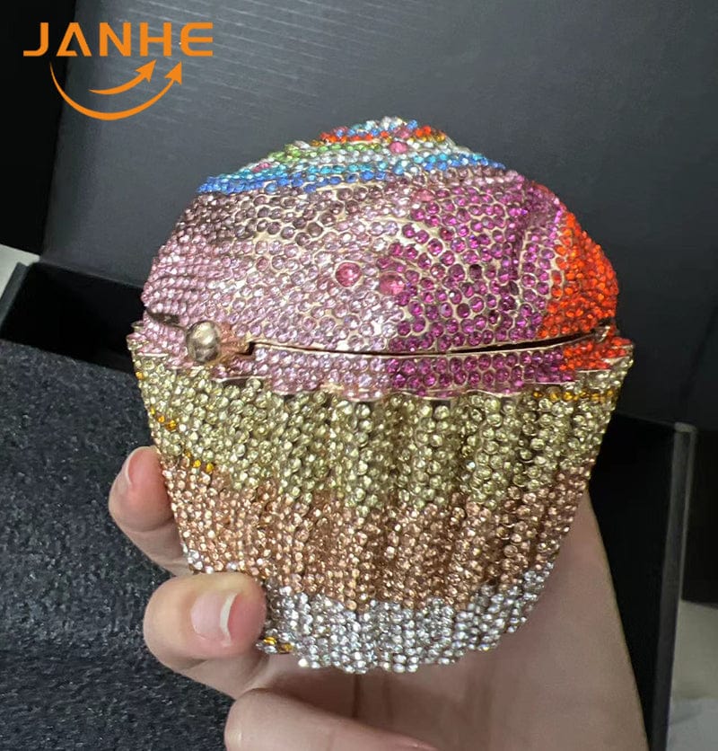 Standard Size / 6 JANHE Bling sac a main bolsa Besg Sparkling Ladies Crystal Diamond Party Metal Evening Bags Popcorn Box Purse Handbags For Women