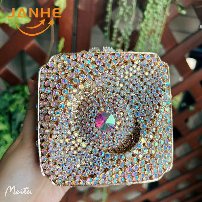 Standard Size / 9 JANHE carteras Bolsas Female Lady Crystal Hand Bags Bling Eye Rhinestone Diamond women's clutches Evening Bags