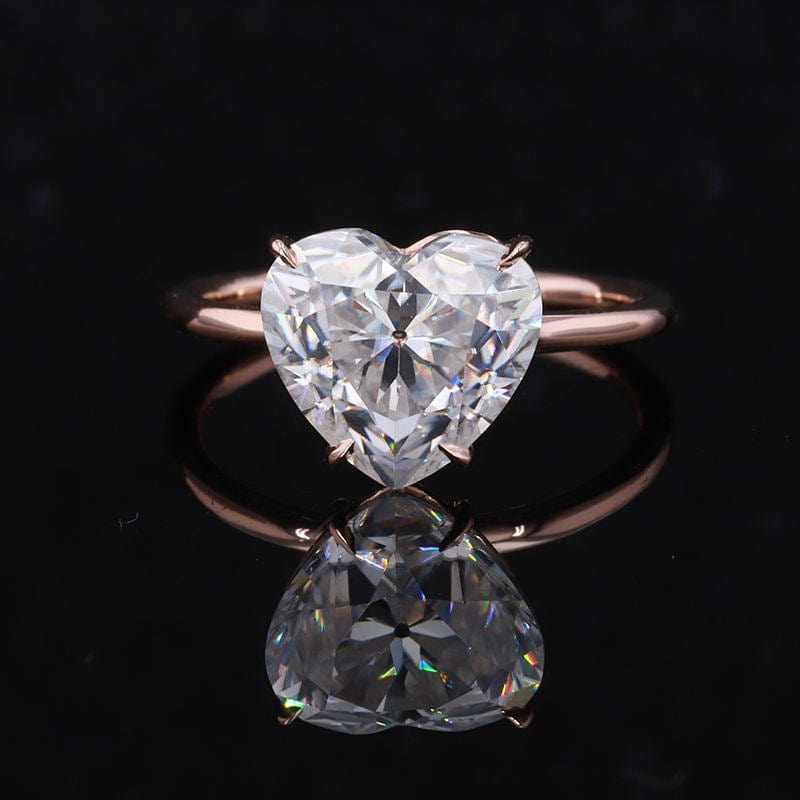Starsgem moissanite ring 14k rose gold 4 prong setting 6.5mm heart love ring for girl