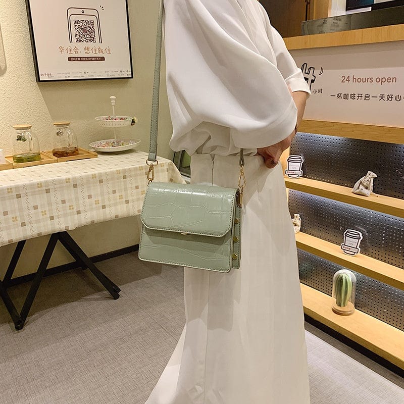 Stone Pattern Cover Opening PU Leather Adjusted Shoulder Belt Small Summer Fashion Women Handbags