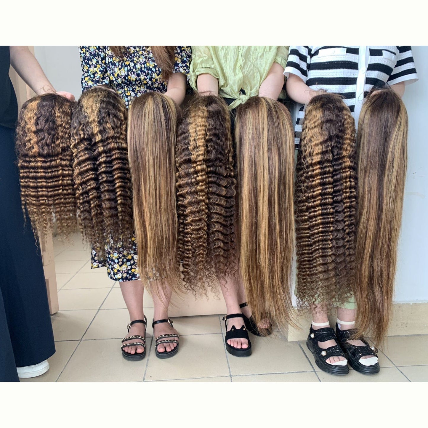Straight #4/27 Highlight Mix Color Human Hair Transparent 13*4 full frontal Wig With Deep Parting Pre plucked Hairline