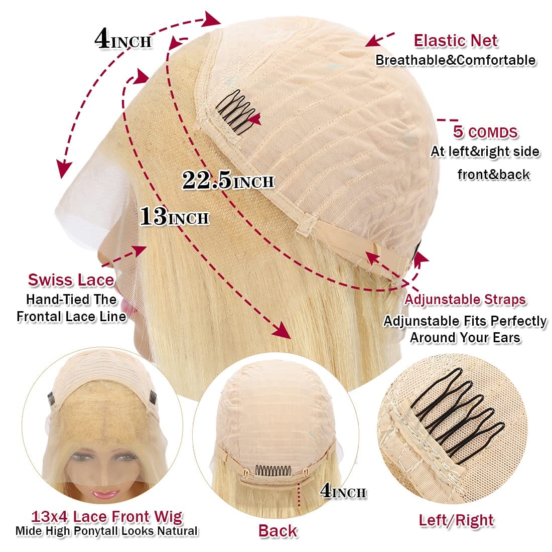 Straight Short Bob Wigs Transparent Hd Full Lace Front Raw Brazilian Natural Human Hair 613 Blonde 13*4 Lace Frontal Bob Wig