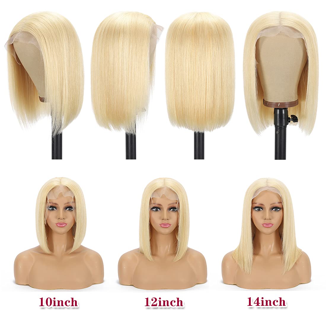Straight Short Bob Wigs Transparent Hd Full Lace Front Raw Brazilian Natural Human Hair 613 Blonde 13*4 Lace Frontal Bob Wig