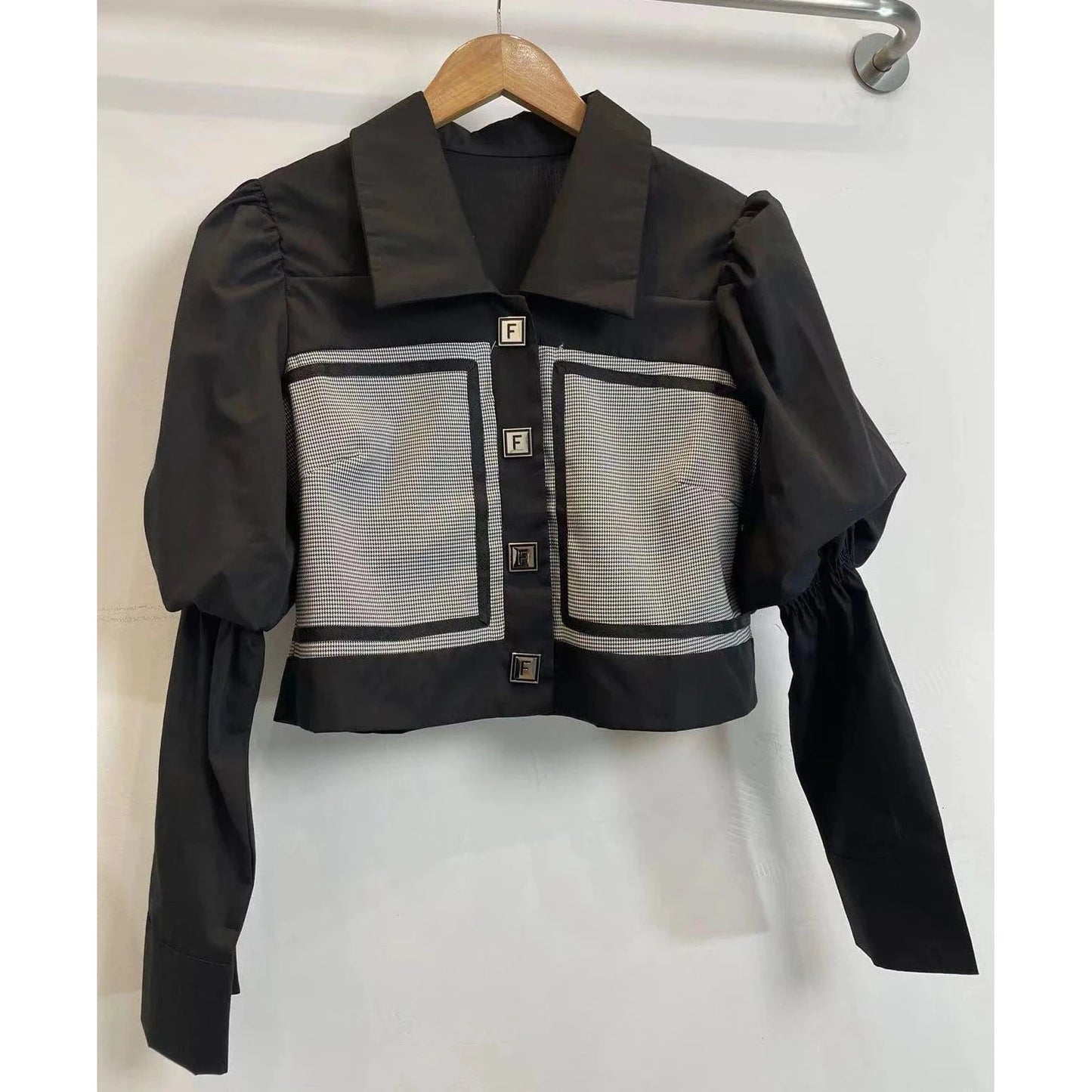 Streetwear fashion women blouses elegant tops ladies patchwork long puff sleeve women's blouses & shirts