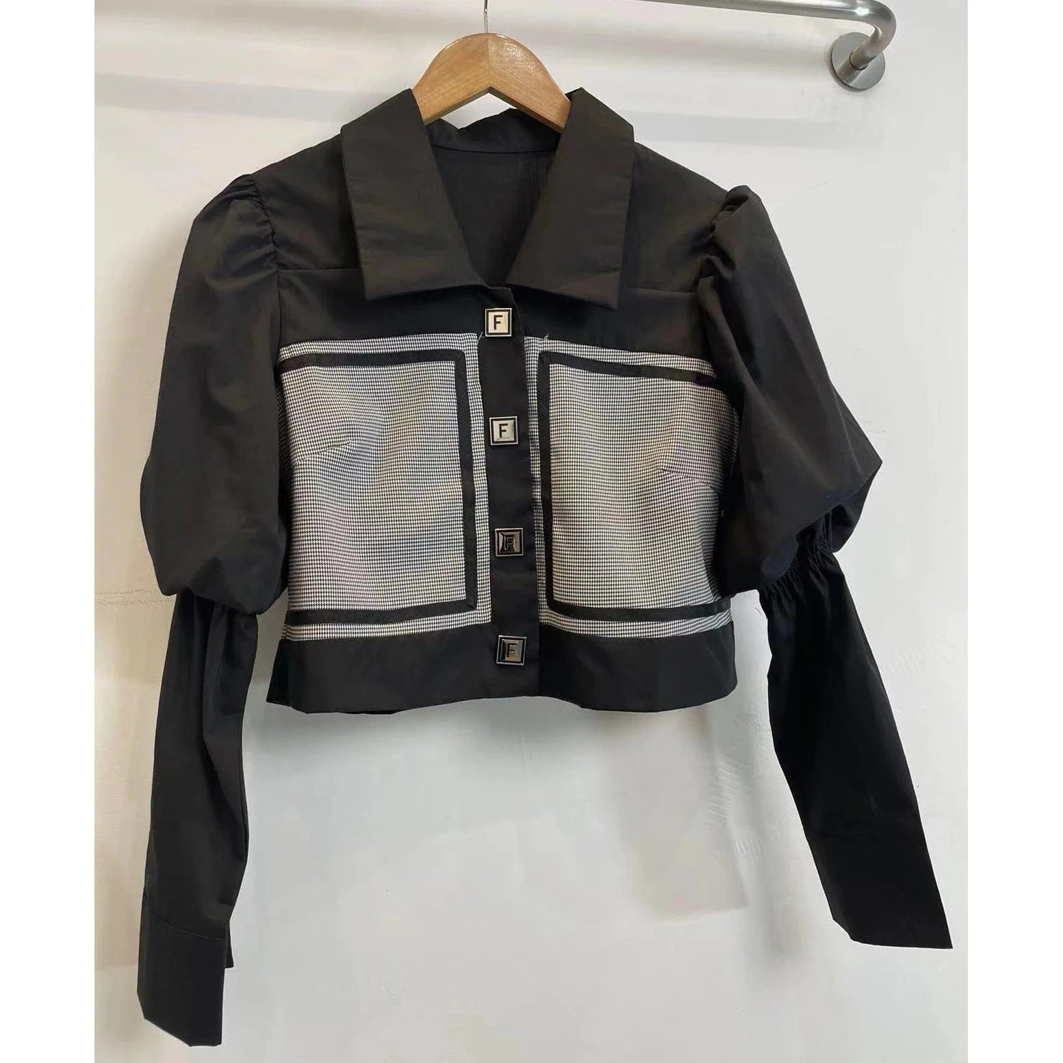 Streetwear fashion women blouses elegant tops ladies patchwork long puff sleeve women's blouses & shirts