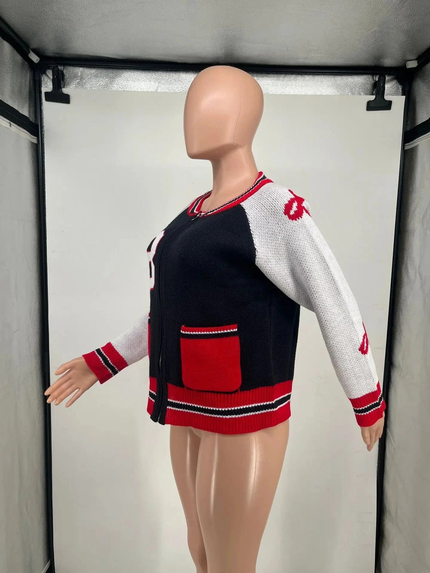 Streetwear New Arrival 2024 Fall Women Knitted Sweater Coat Jacket Zipper Letter Varsity Cardigan Sweater