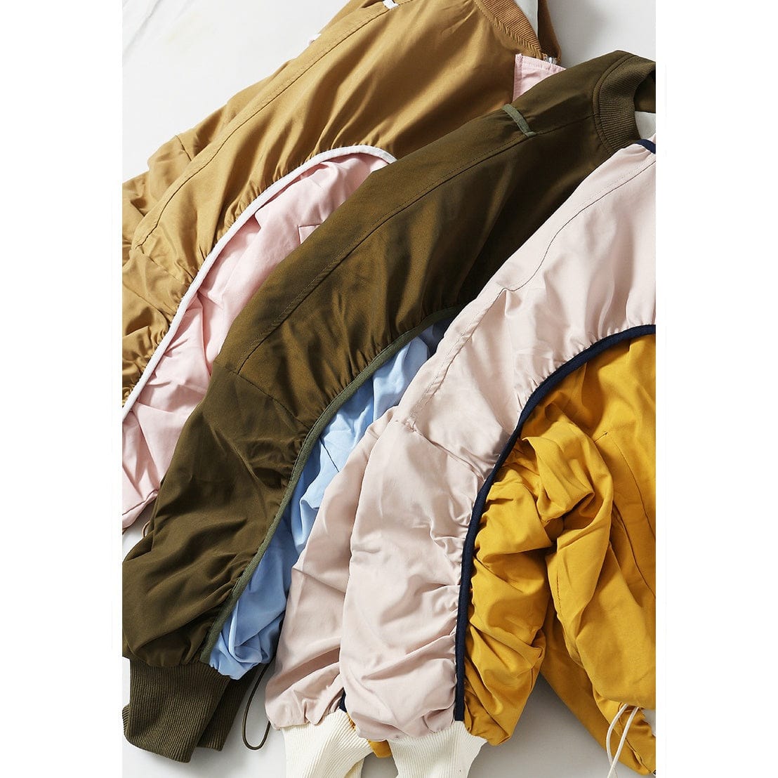 Streetwear patchwork pleated ladies cropped coats fall 2022 women long sleeve motorcycle bomber jacket