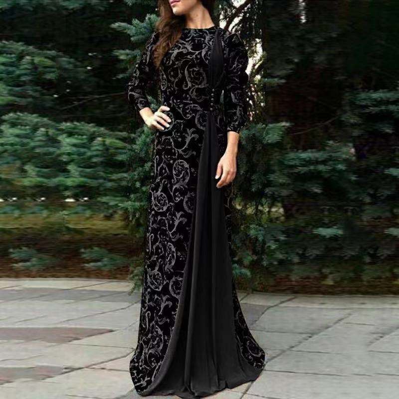 Stunning Purple Dubai Arabic Evening Dresses Beaded Long Sleeve Moroccan Kaftan Evening Gown Muslim Dresses