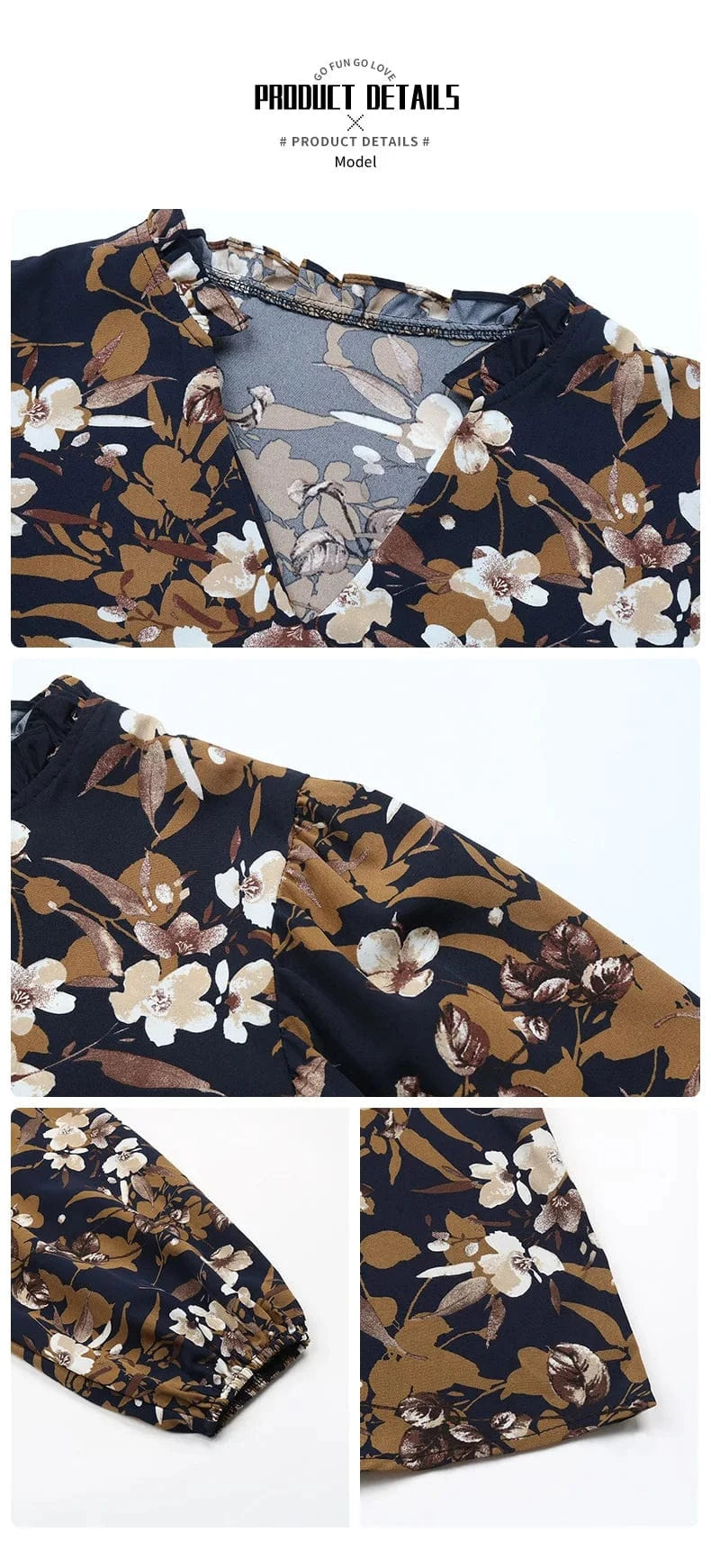 Stylish Floral Notched Balloon Sleeve Autumn Vintage Shirt For Women