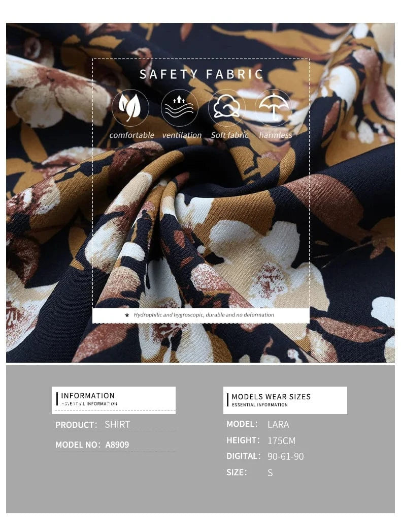 Stylish Floral Notched Balloon Sleeve Autumn Vintage Shirt For Women