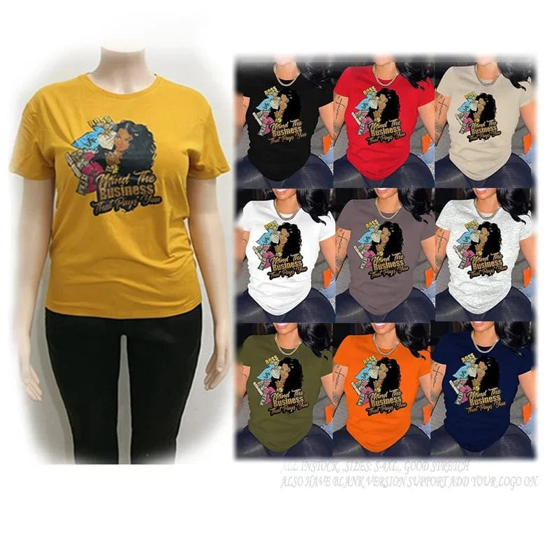 Summer 100%cotton Short Sleeve Printed T shirt Girl Graphic Letters Print Women Tops