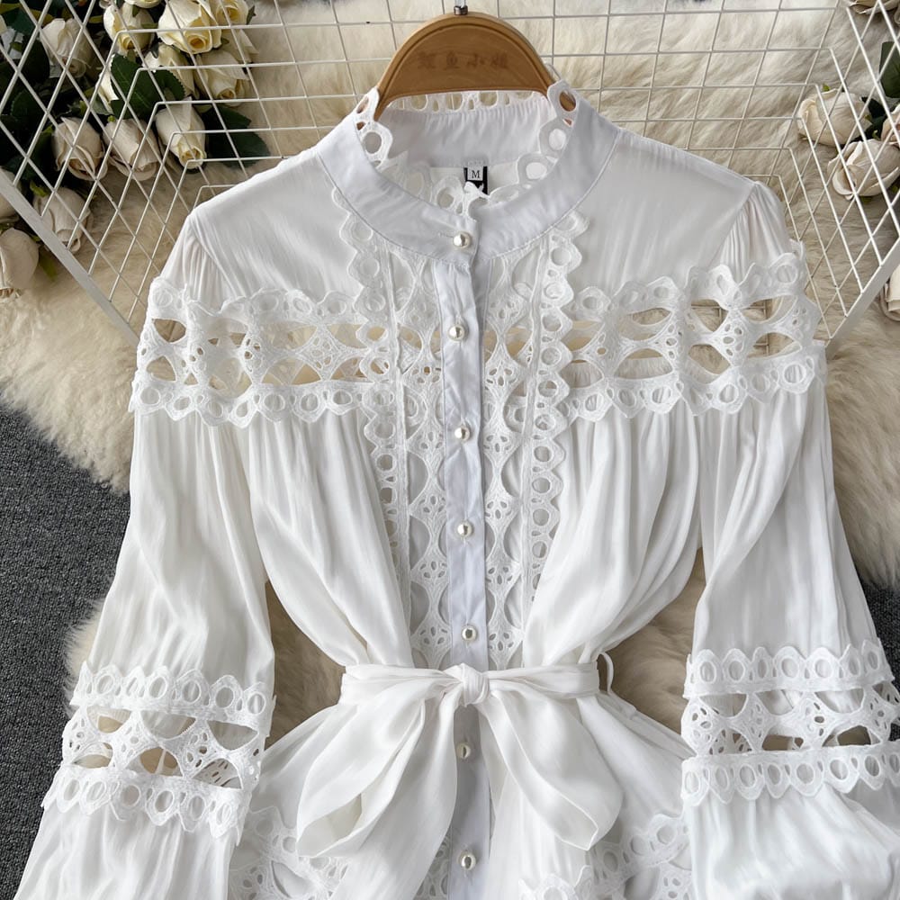Summer 2023 New Personalized Temperament Design Women's Solid Color Short Sexy Bow Hollow Out Dress