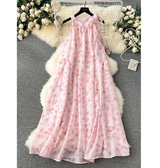Summer Beach Style Halter Midi Dress For Women Empire Lace Dresses Women's Fashion Dresses Clothes Women
