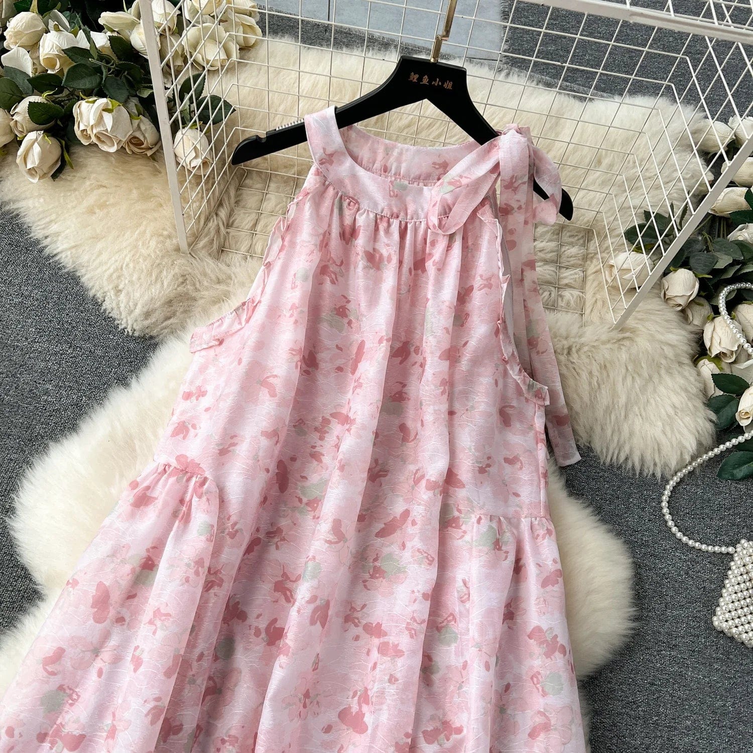 Summer Beach Style Halter Midi Dress For Women Empire Lace Dresses Women's Fashion Dresses Clothes Women