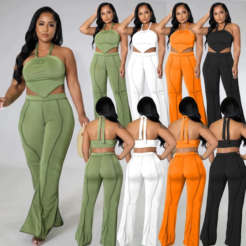 Summer Casual Sleeveless Sexy Plus Size Two Piece Outfit Set Women