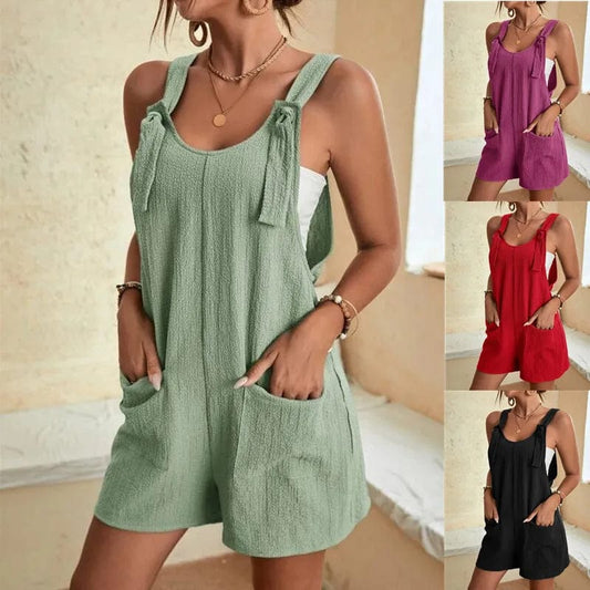 Summer casual suspenders Playsuit Sleeveless Sexy Short Jumpsuit with pockets Women Wholesale 2023 Fashion Jumpsuit