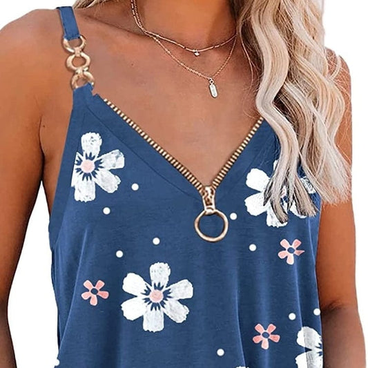 Summer Clothes 2023 Digital Print Large V-neck Suspender Vest Plus Size Summer Tops Ladies Tops
